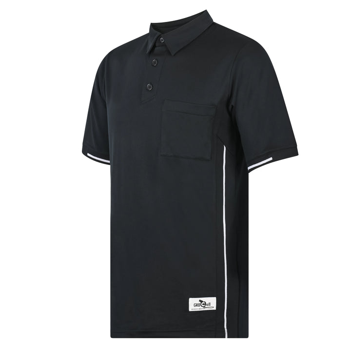 Vertical Stripe Umpire Shirt - Black