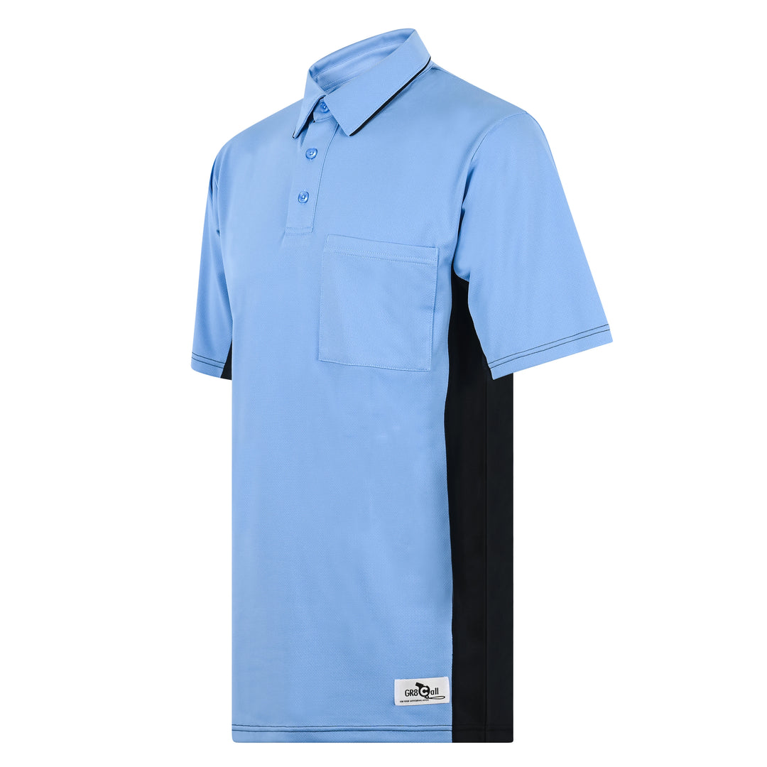 MLB Replica Side Panel Umpire Shirt - Sky Blue with Black